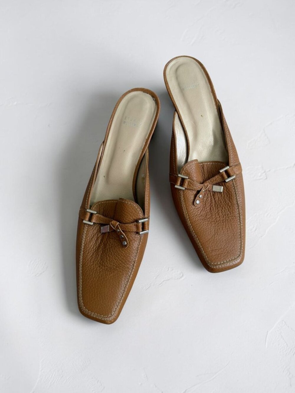 STUART WEITZMAN Tan Leather Mules Heels Size 12